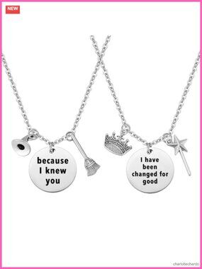 Wicked Musical Friendship Necklace Set for 2 Stainless Steel Pendant